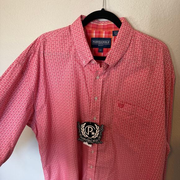 Panhandle Slim Other - NWT Panhandle Select Long Sleeve Pink Button Down Shirt Men's XLT